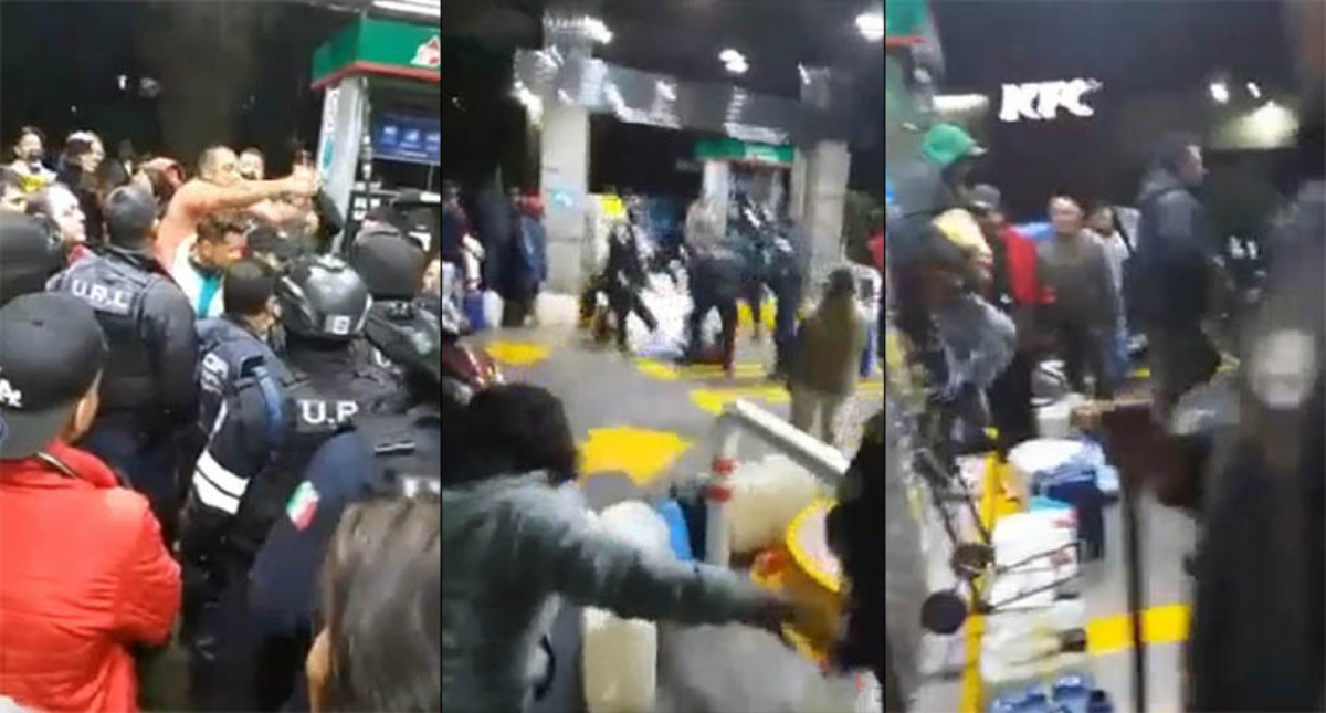 #Video Policías se enfrentan a pobladores en gasolinera de Neza