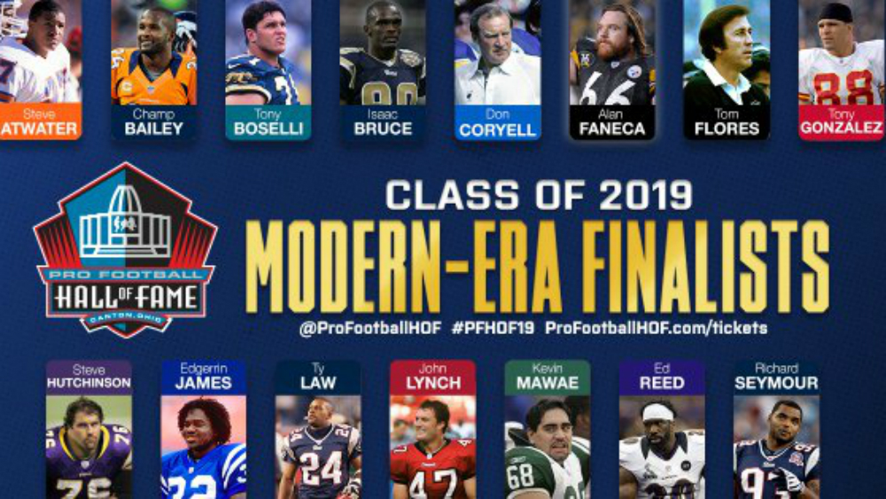 Revelan a los 15 finalistas para la Clase 2019 del Salón de la Fama de la NFL