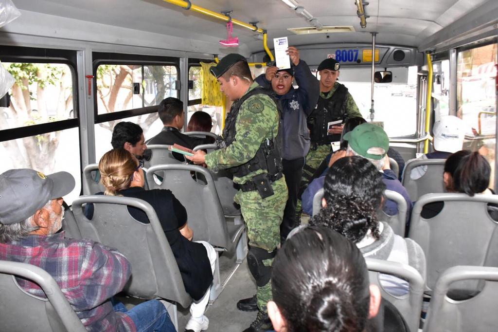 Operativo en el transporte público de San Luis Potosí
