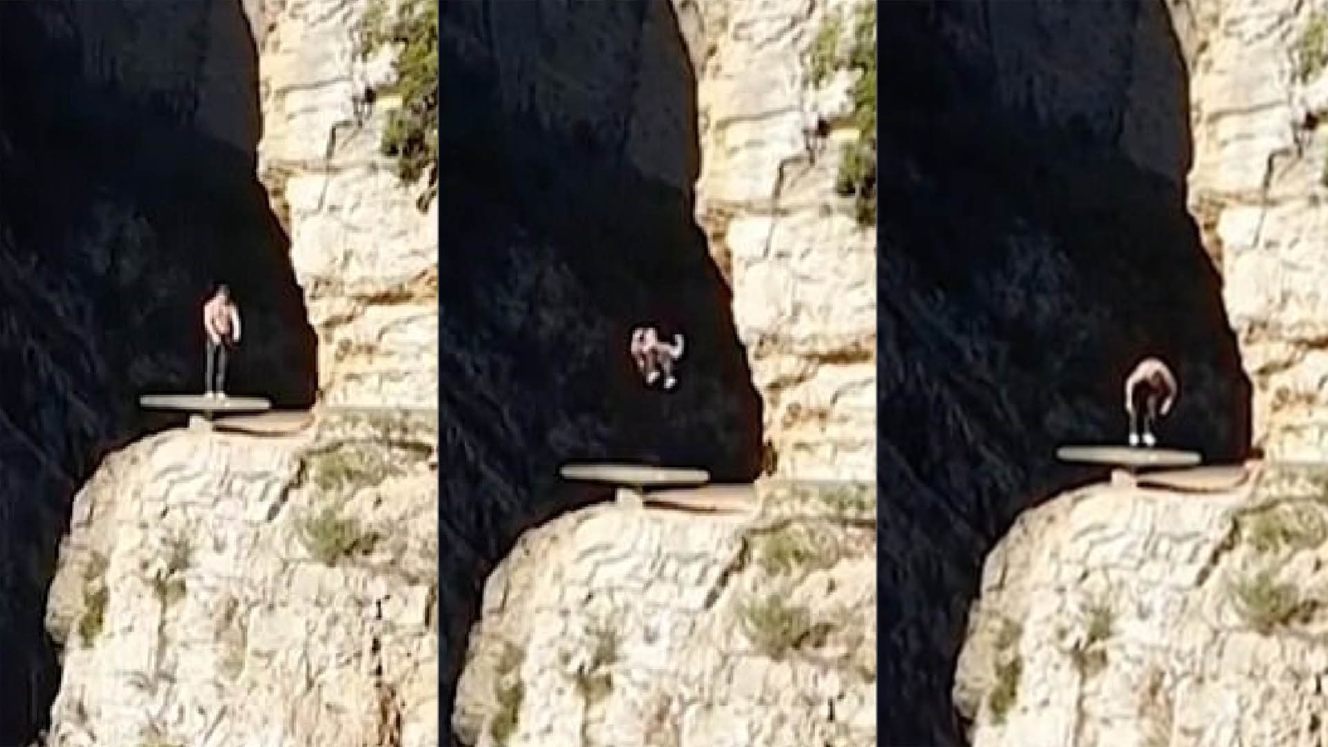 #Video Joven realiza acrobacia al borde de acantilado