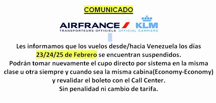 Air France cancela vuelos a Venezuela por crisis en el país - comunicado