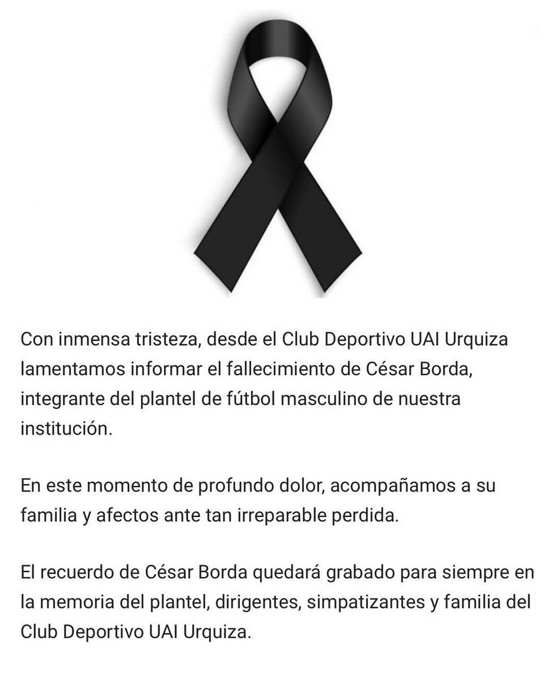 Muere a los 25 años César Borda, futbolista del ascenso argentino - d0aq8nuxcaaq5vy