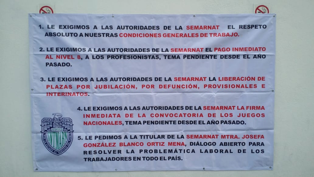 Trabajadores sindicalizados de la Semarnat entran en paro nacional - dziyvx6vyaanu7j