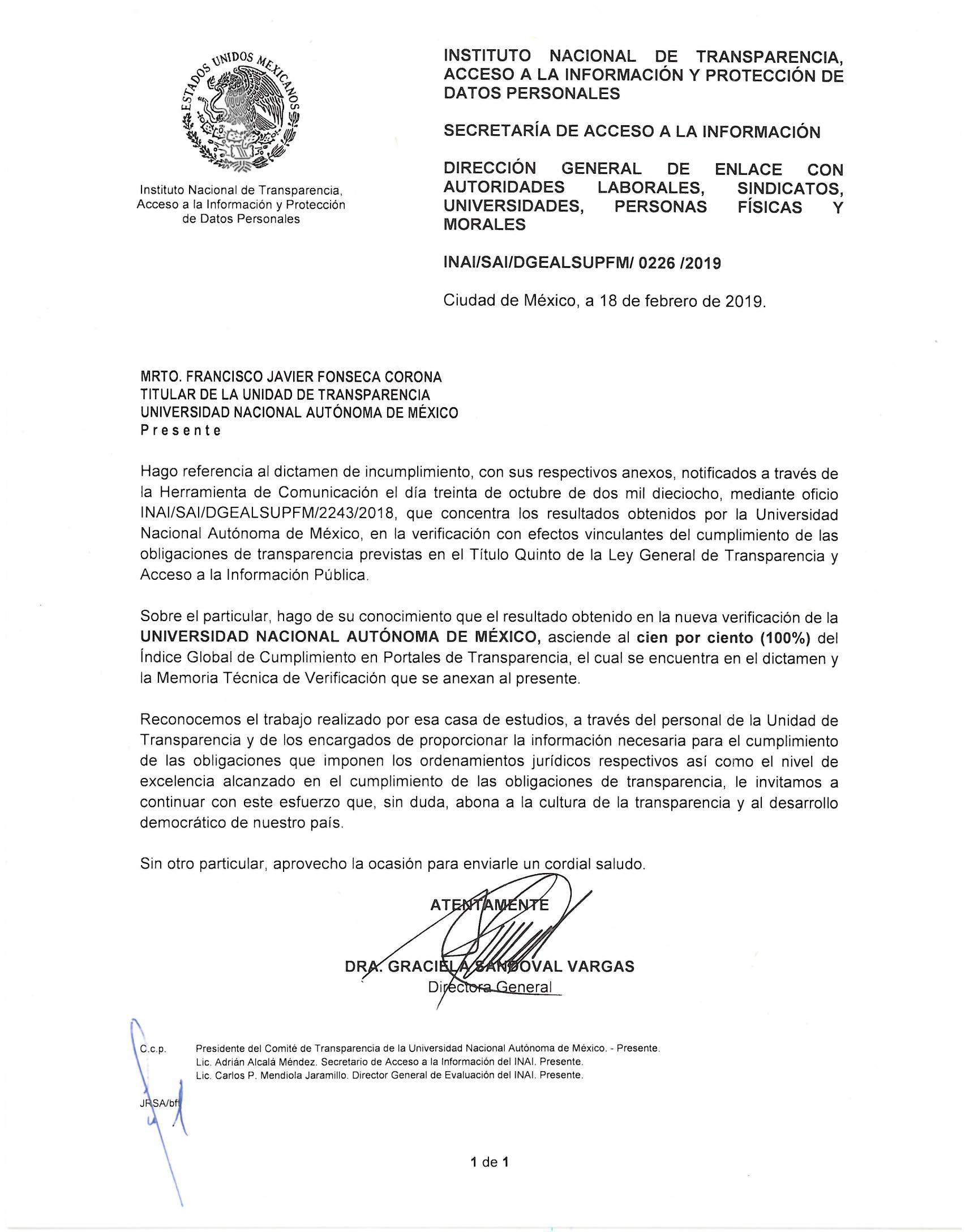 INAI reconoce a la UNAM por excelencia en transparencia - inai-1