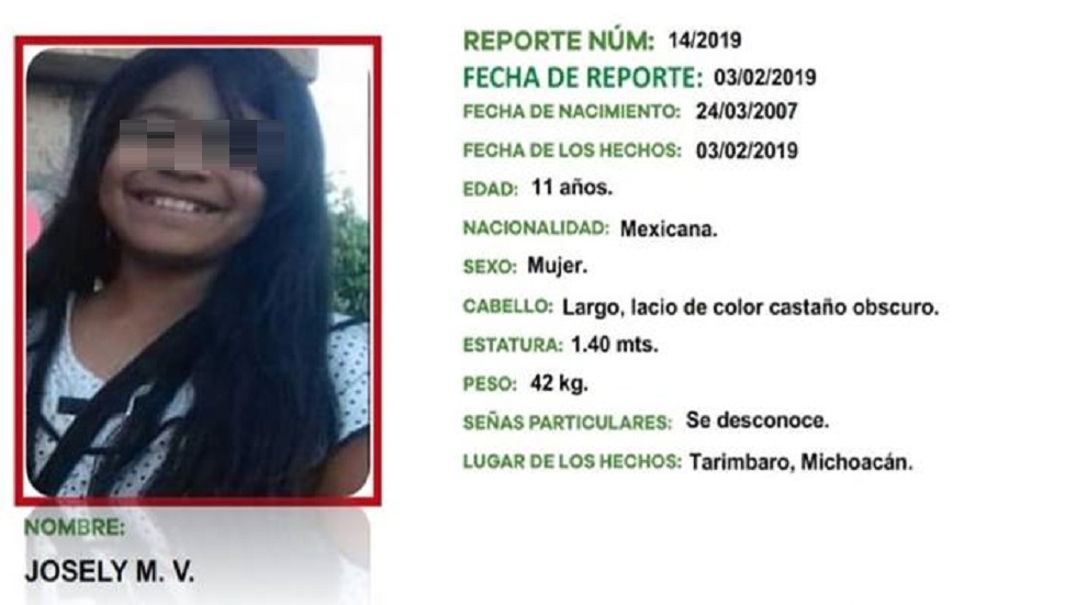 Hallan muerta a niña reportada como desaparecida en Michoacán - josely-mv