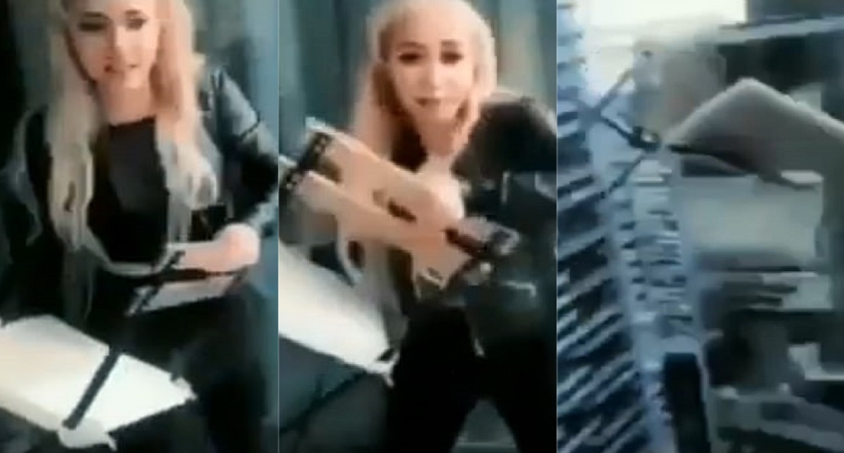 #Video Joven arroja sillas desde balcón a avenida en Toronto