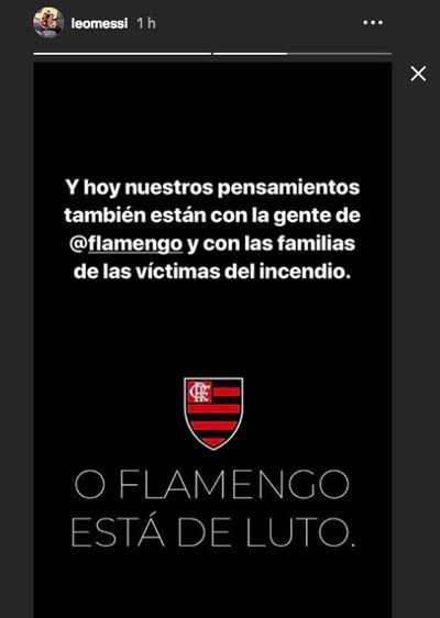 Futbolistas lamentan tragedia del Flamengo - messi-flamengo-e1549646072753
