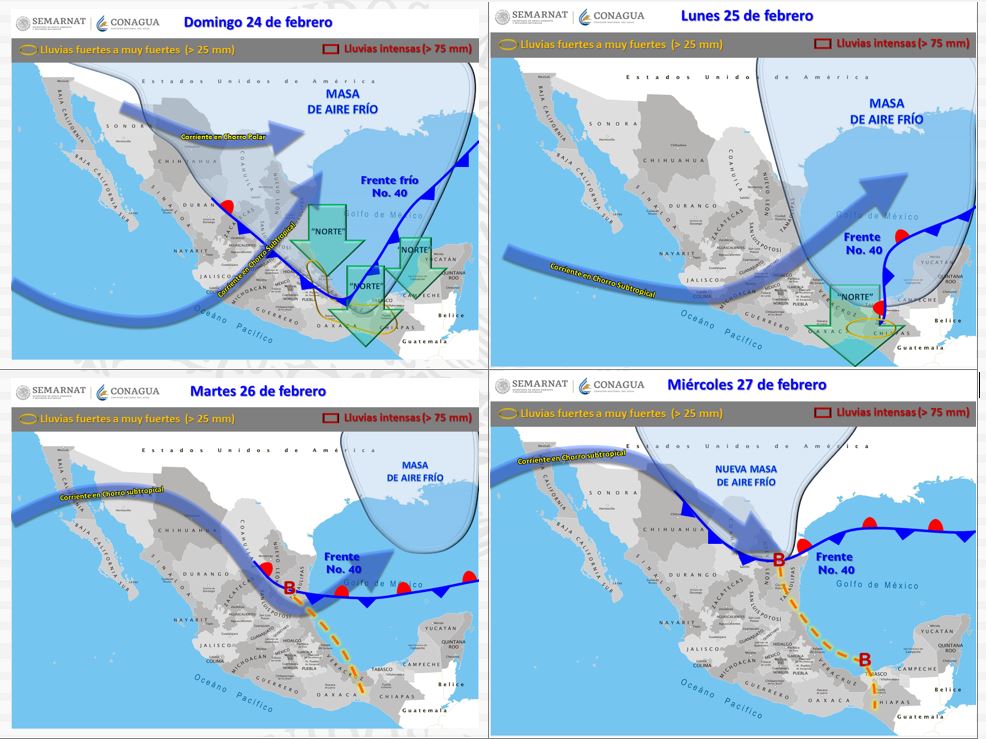 Frente frío 40 provocará lluvias en gran parte del país - pronostico-del-tiempo-domingo