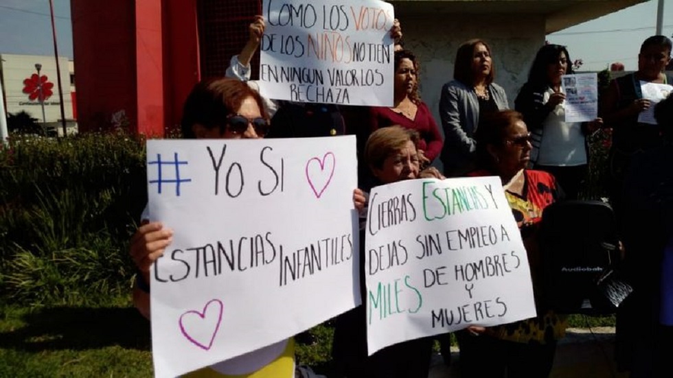 Protestan en favor de estancias infantiles en Neza - protesta-en-favor-de-estancias-infantiles-en-neza