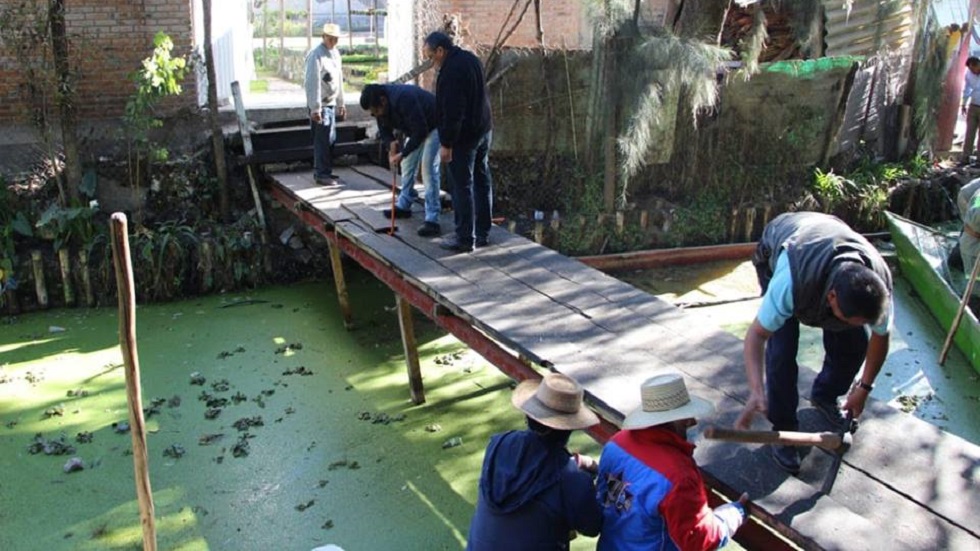 Liberan a la navegación Canal Cruztitla en Xochimilco - puente-ilegal-en-el-canal-cruztitla