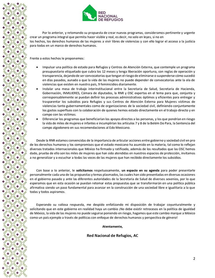 Piden reunión con AMLO para crear políticas públicas a favor de las mujeres - red-de-refugios2