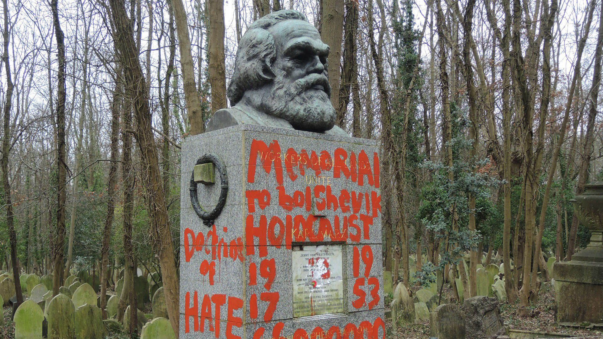 Vandalizan por segunda vez tumba de Karl Marx