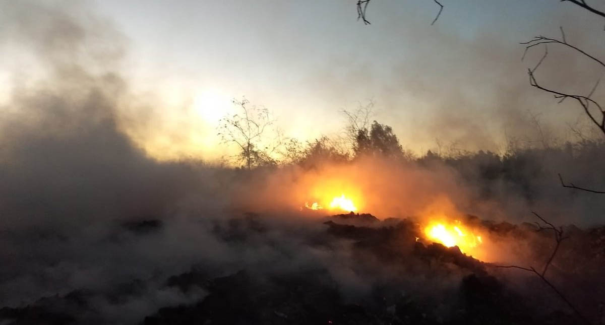 Bomberos combaten incendio en pastizales de Nezahualcóyotl
