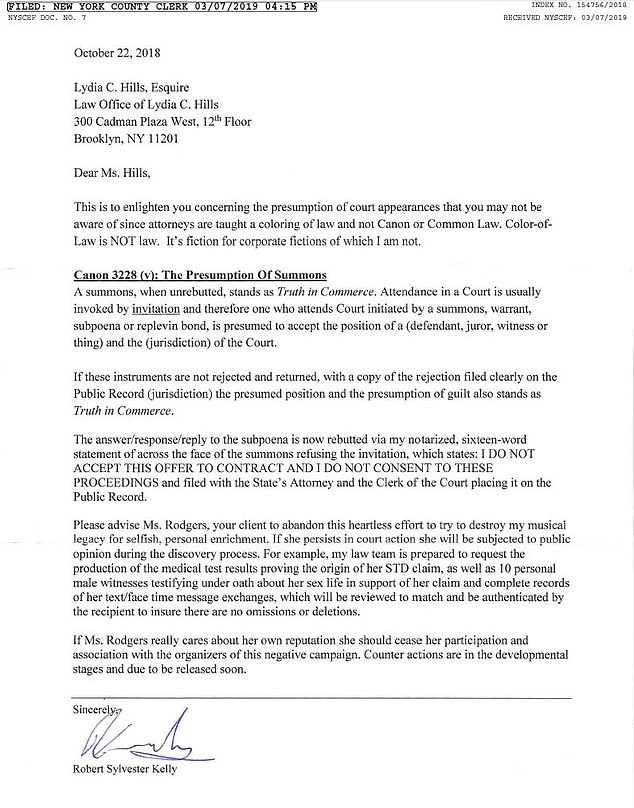 Revelan carta en la que R. Kelly amenaza a una de sus víctimas - carta-rkelly