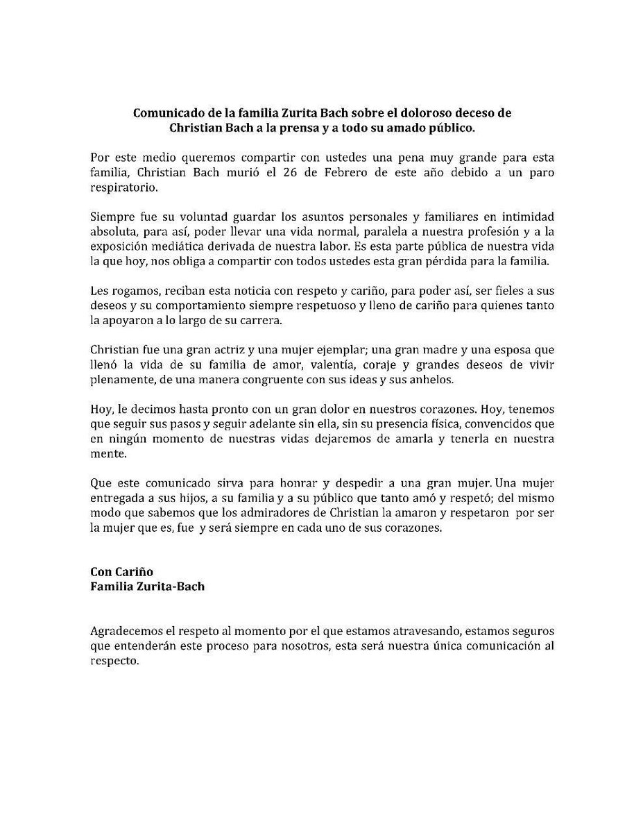 Muere la actriz Christian Bach - christian-bach-comunicado