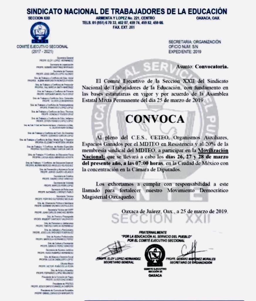 Diputados aplazan discusión de Reforma Educativa - comunicado-cnte