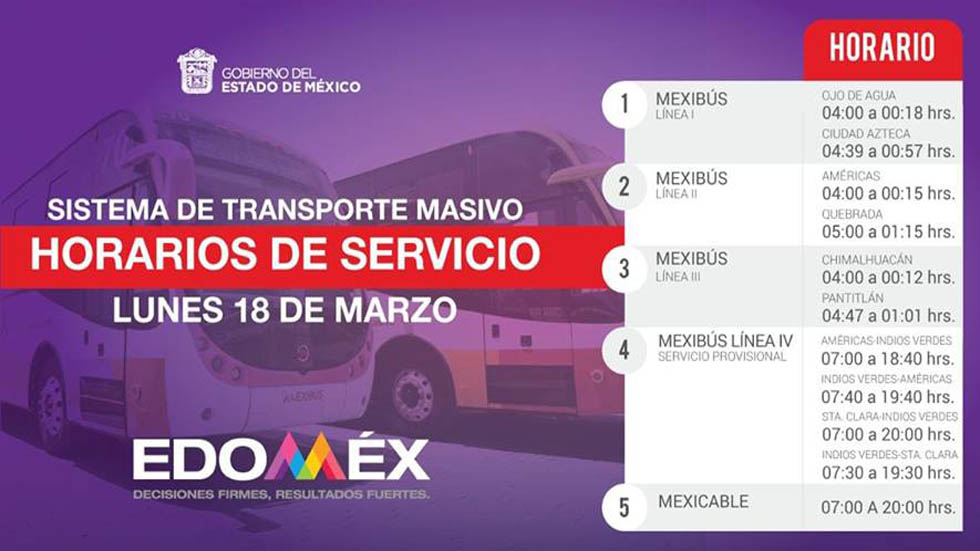 Transporte público operará con horario especial por puente - horarios-especiales-del-mexibus