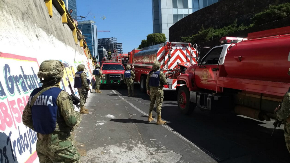 Participaron 18 elementos de Marina en labores por incendio en sede de Conagua