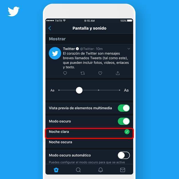 Twitter presenta nuevo modo nocturno - noche-clara-tw