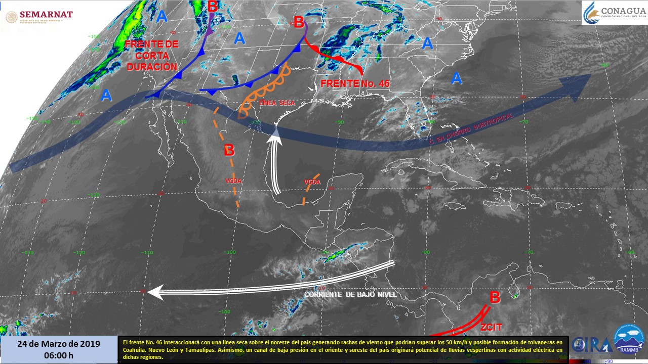 Frente frío 46 provocará vientos fuertes en el norte del país - pronostico-del-tiempo-domingo-24