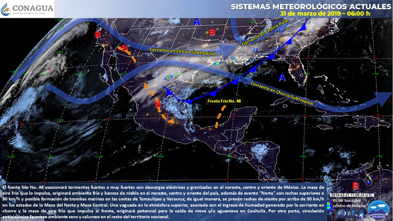 Tormentas afectarán el noreste, centro y oriente de México - pronostico-domingo-31