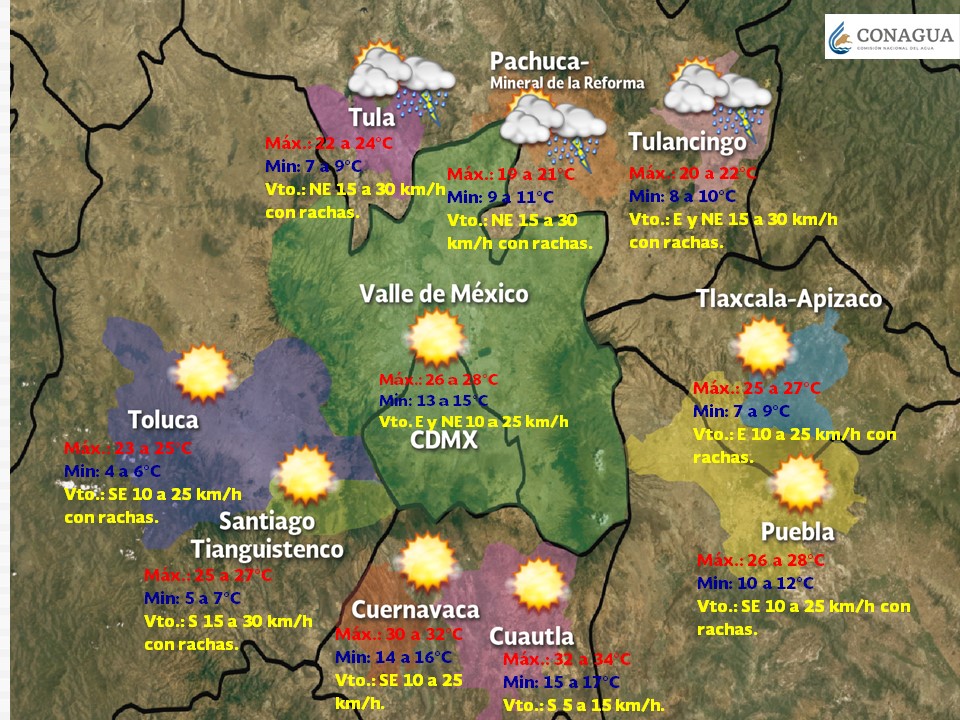 Tormentas afectarán el noreste, centro y oriente de México - pronostico-vdm-domingo-31