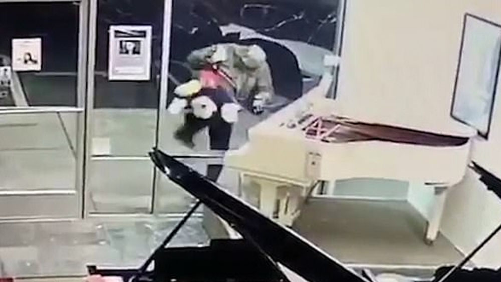 #Video Hombre irrumpe en tienda de pianos para robar un peluche