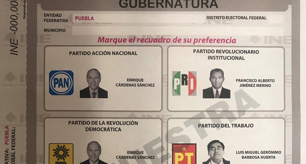 Así será la boleta en la elección extraordinaria de Puebla