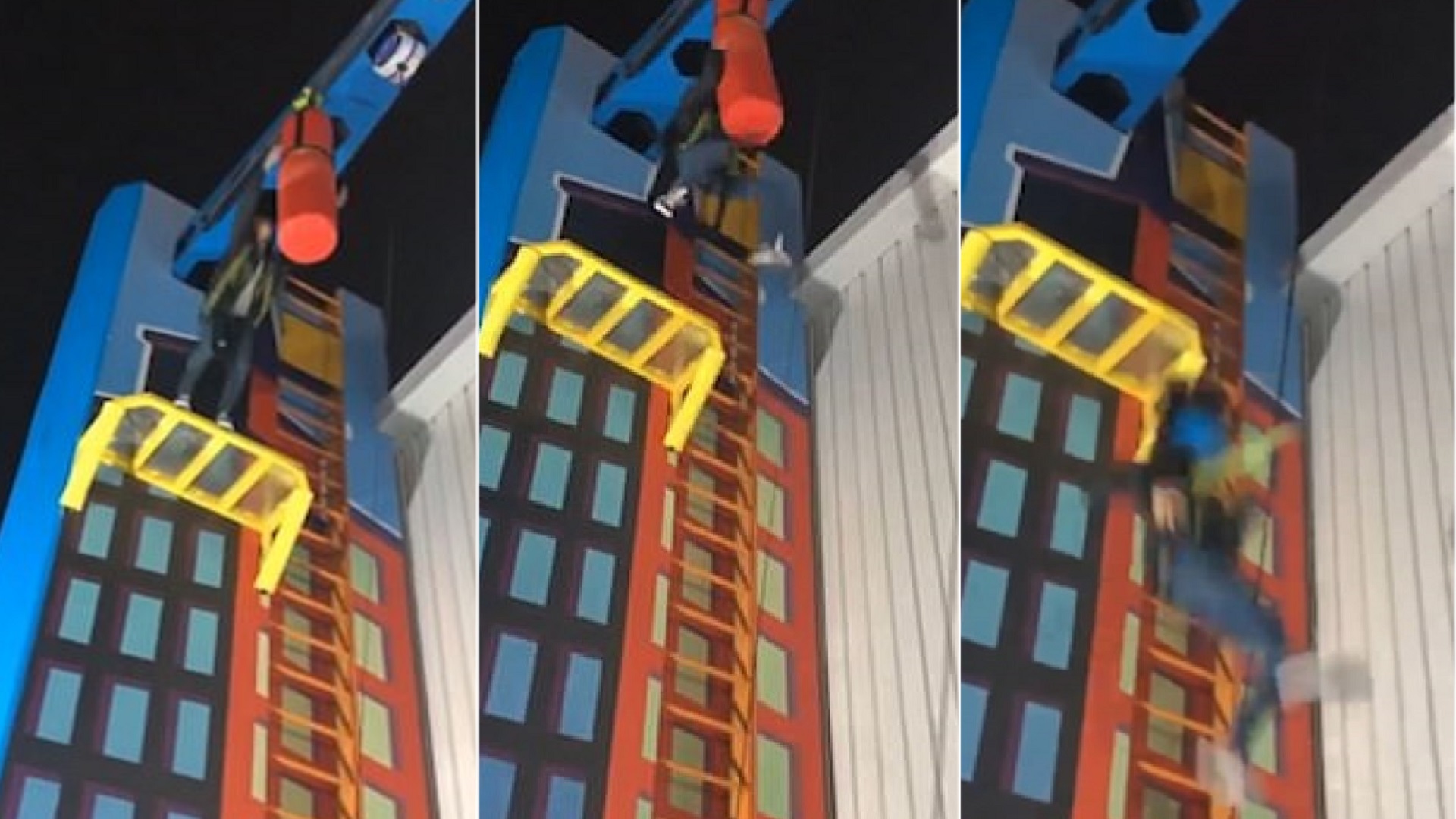 #Video Empleada de parque cae de juego de 10 metros de alto