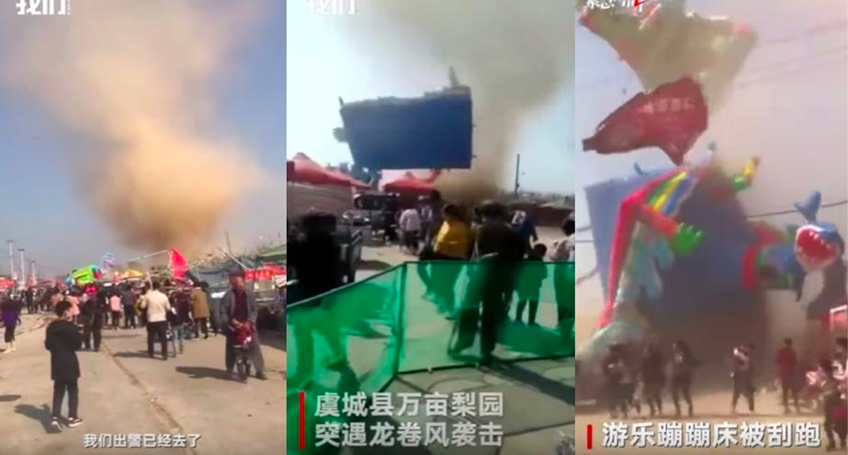 #Video Torbellino en China deja dos niños muertos y decenas de heridos