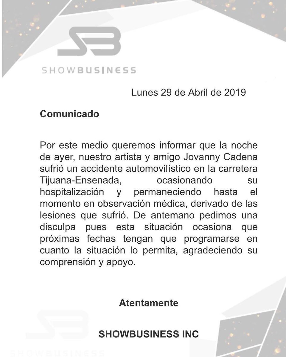 Jovanny Cadena sufre accidente automovilístico - jovanny-cadena