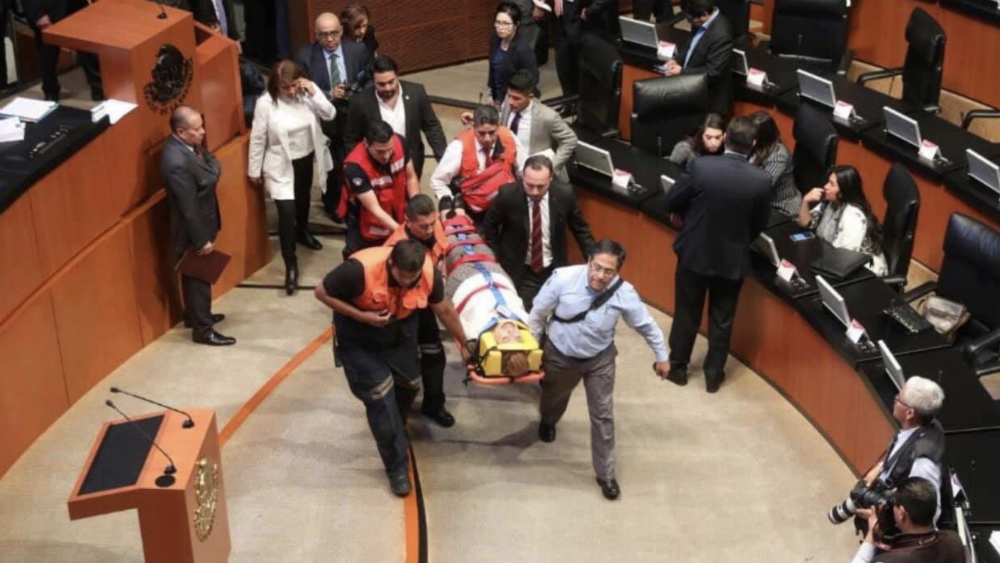 Senadora de Morena resbala en Salón de Sesiones y se golpea la cabeza Senadora de Morena resbala en Salón de Sesiones y se golpea la cabeza