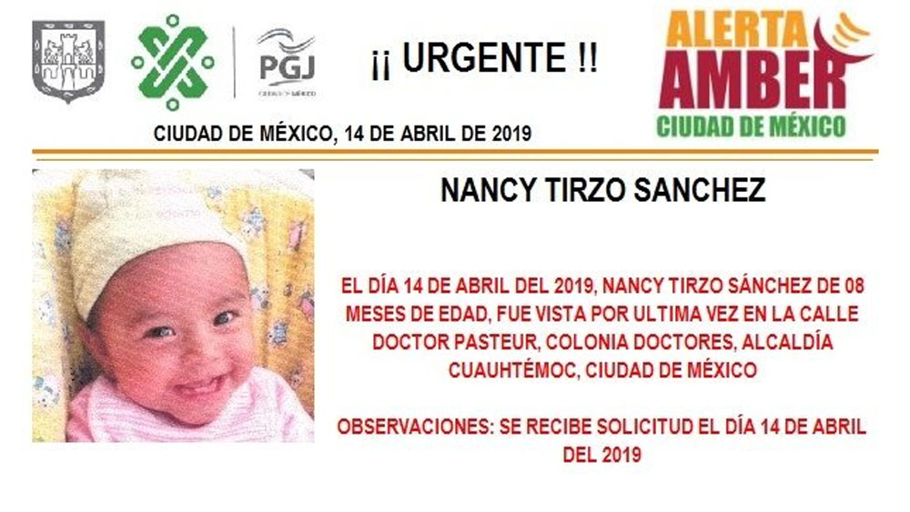 Mujer roba a bebé de 8 meses en la colonia Doctores