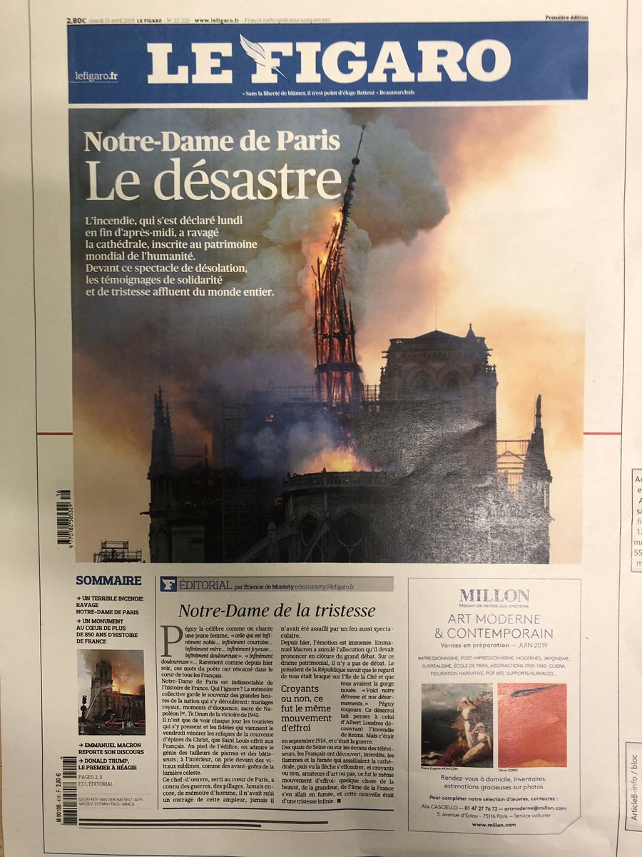 Las portadas de los medios tras el incendio en Notre-Dame - notre-dame-portadas-le-figaro