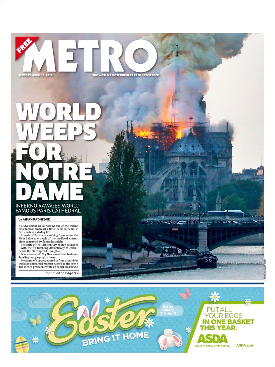 Las portadas de los medios tras el incendio en Notre-Dame - notre-dame-portadas-metro