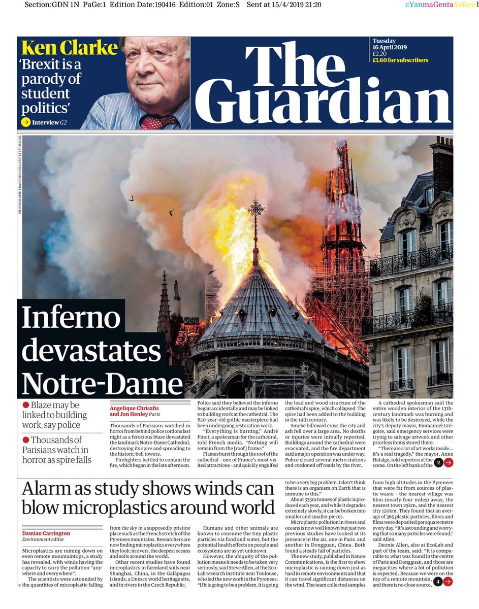 Las portadas de los medios tras el incendio en Notre-Dame - notre-dame-portadas-the-guardian