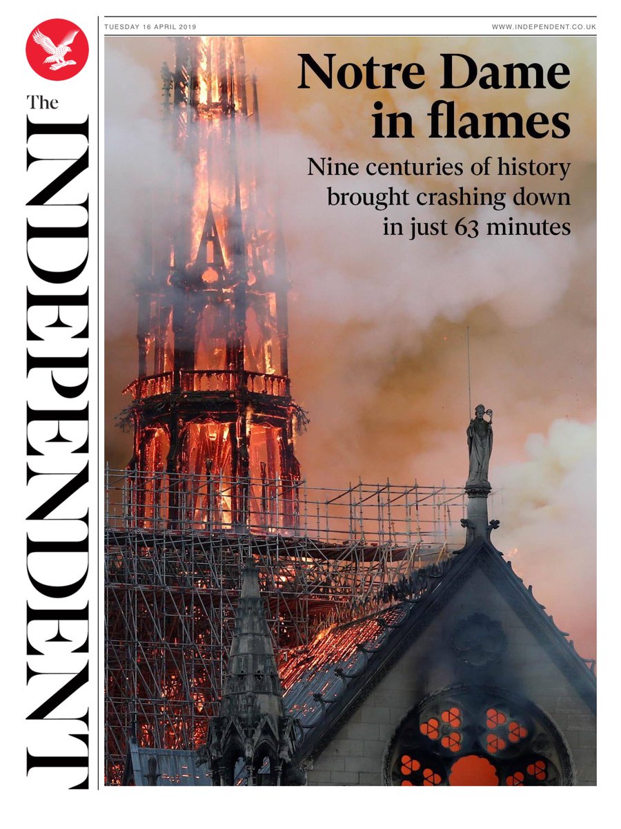 Las portadas de los medios tras el incendio en Notre-Dame - notre-dame-portadas-the-independent