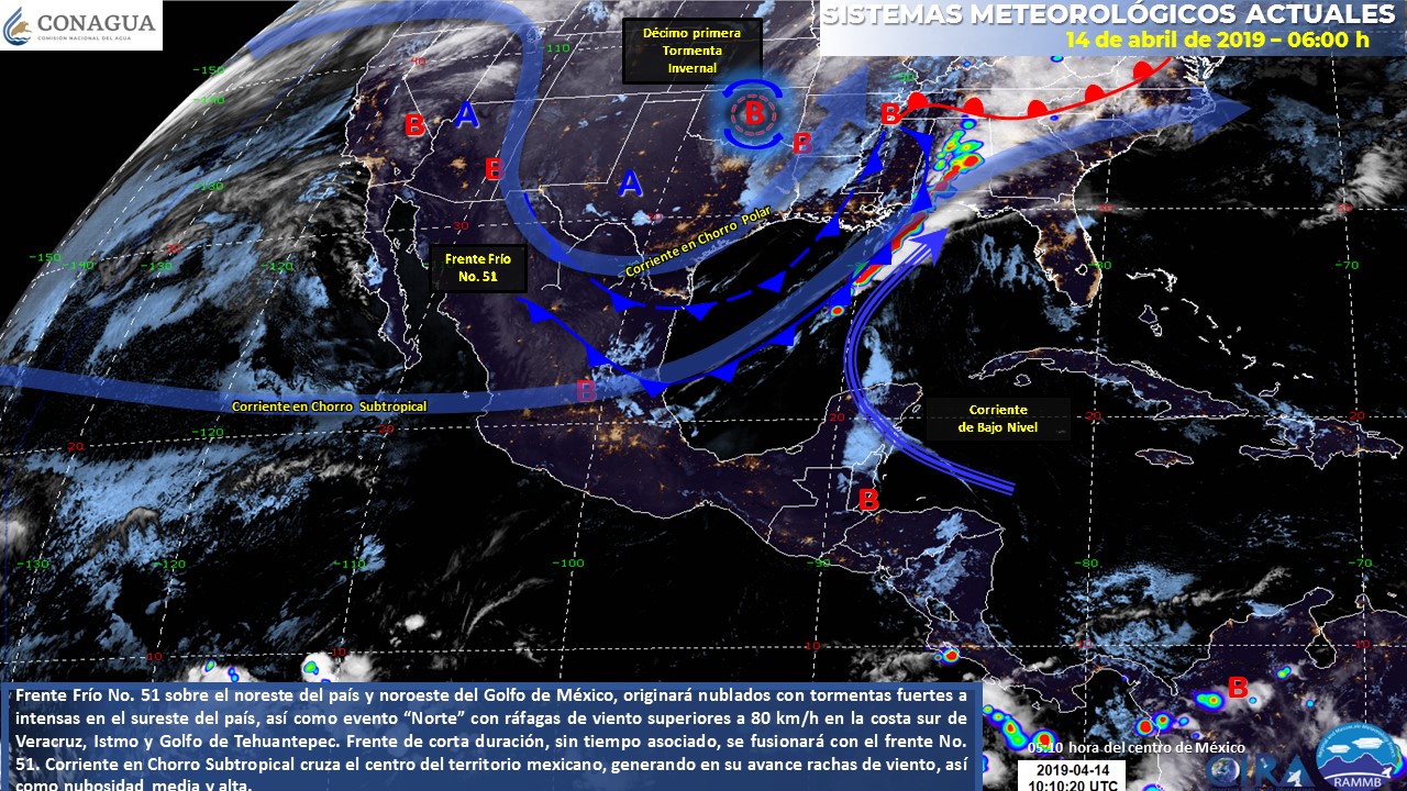 Tormentas fuertes afectarán el sureste del país - pronostico-domingo-14-de-abril