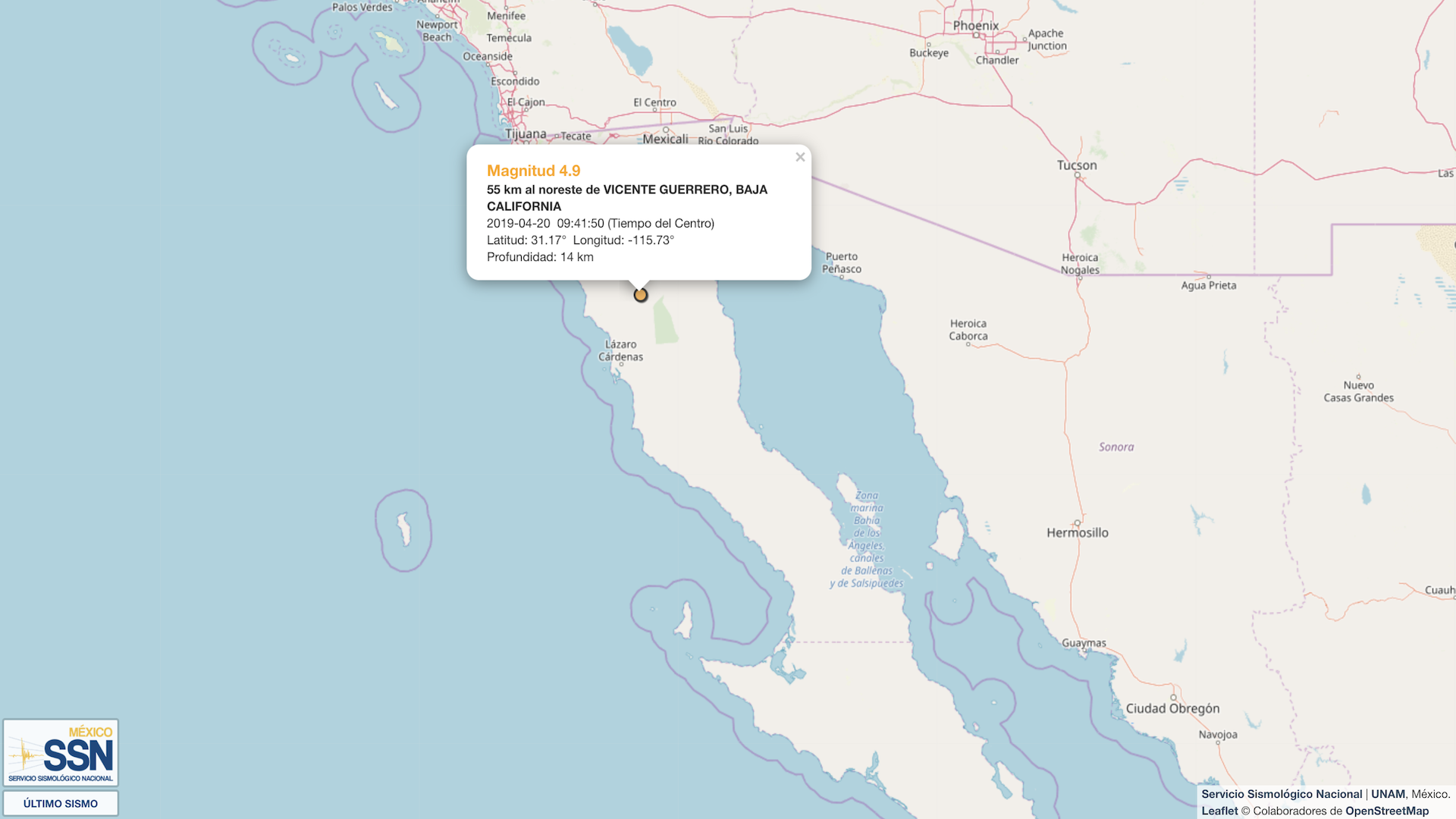 Sismo magnitud 4.9 se percibe en Baja California