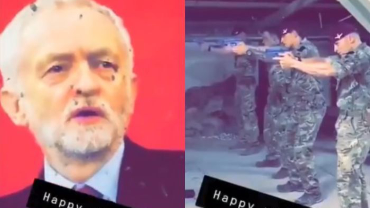 Soldados británicos disparan contra imagen de líder opositor