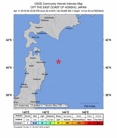 Terremoto magnitud 6.1 golpea a isla de Japón - usgs