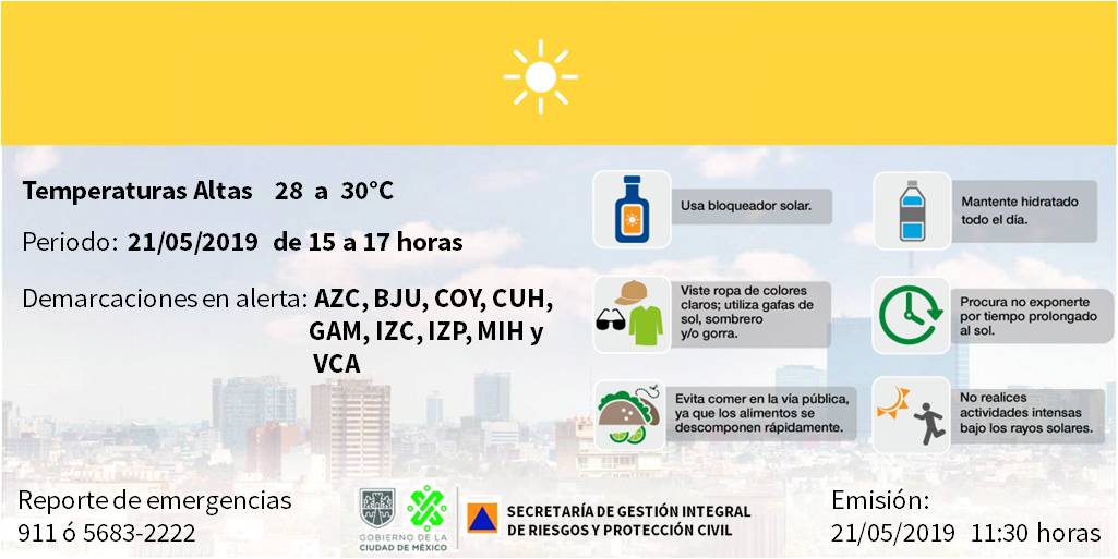Nuevamente hay Alerta Amarilla en la CDMX por altas temperaturas - alerta-amarilla-cdmx-21-mayo