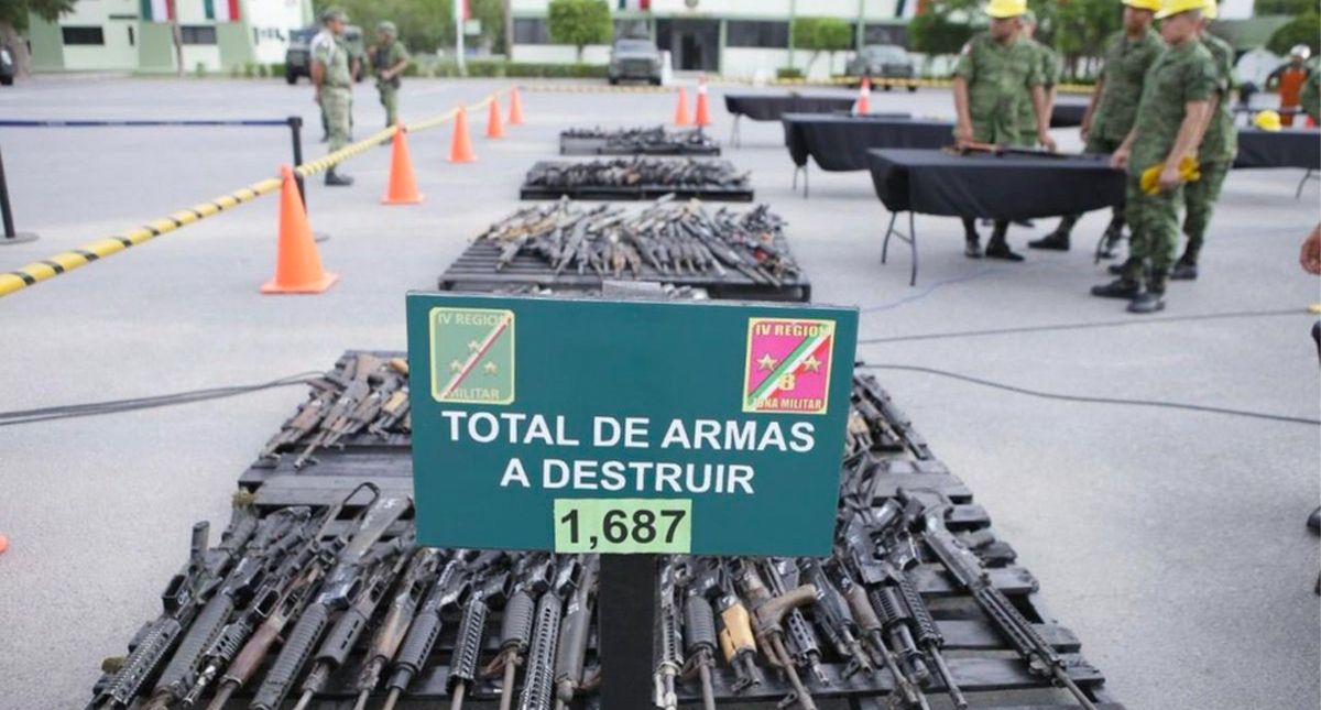 Destruyen mil 687 armas de fuego decomisadas en Tamaulipas