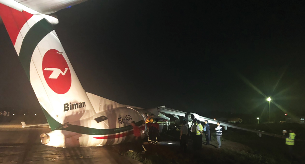 Avión se sale de pista en Bangladesh Avión se sale de pista en Bangladesh