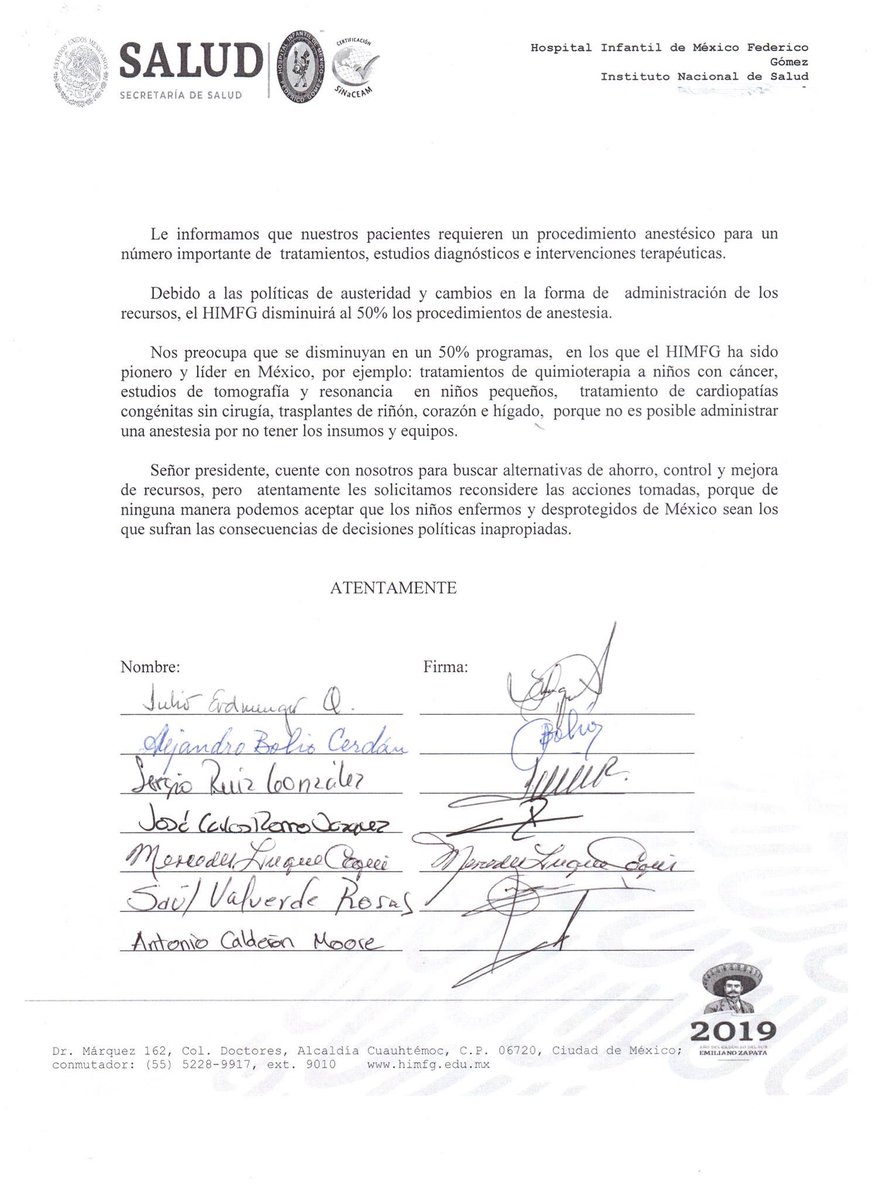 Recortes impactan negativamente en atención: Médicos del Hospital Infantil de México - carta-medicos-2