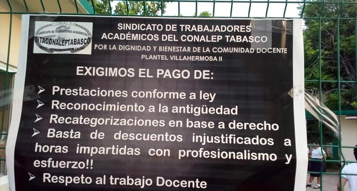 Paro parcial en siete planteles del Conalep en Tabasco