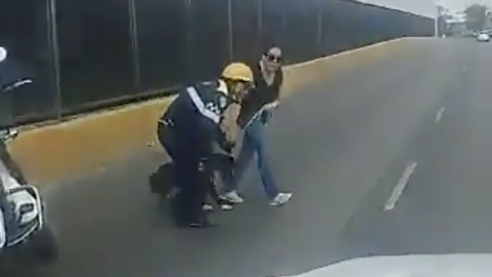 #Video Policía capitalino ayuda a rescatar a perro en Circuito Interior