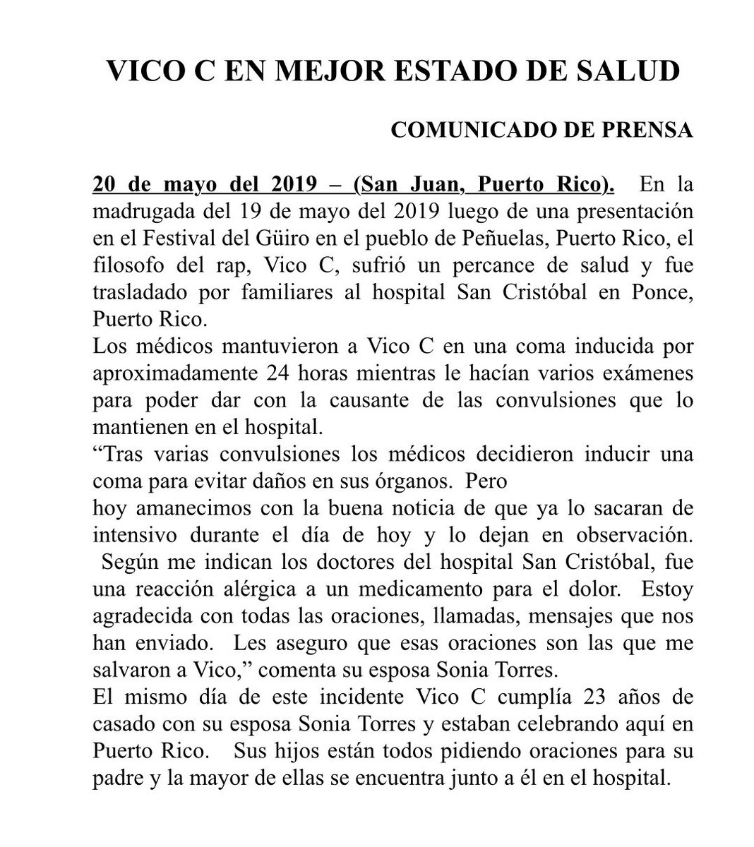 Hospitalizan de emergencia a Vico C - vico-c