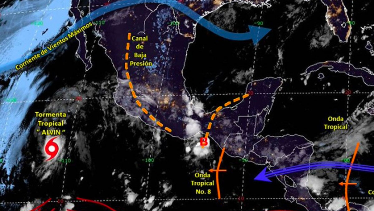 Alvin se aleja de México; ocasionará lluvias fuertes en tres estados