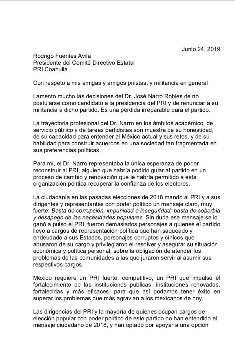 Exgobernador de Coahuila renuncia al PRI - carta-de-renuncia-del-exgobernador-de-coahuila